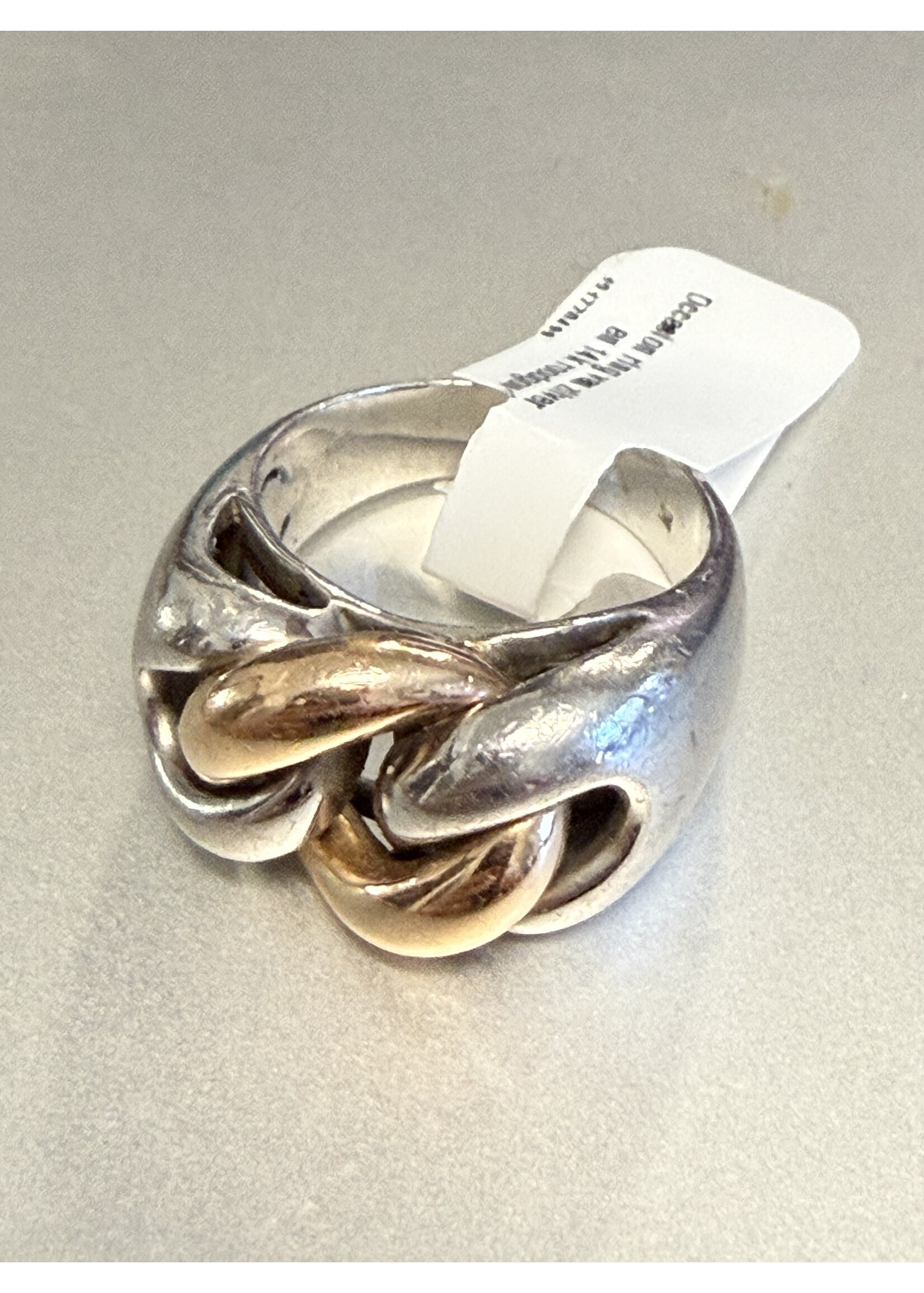 Vintage & Occasion Occasion brede ring van zilver en 14k roodgoud