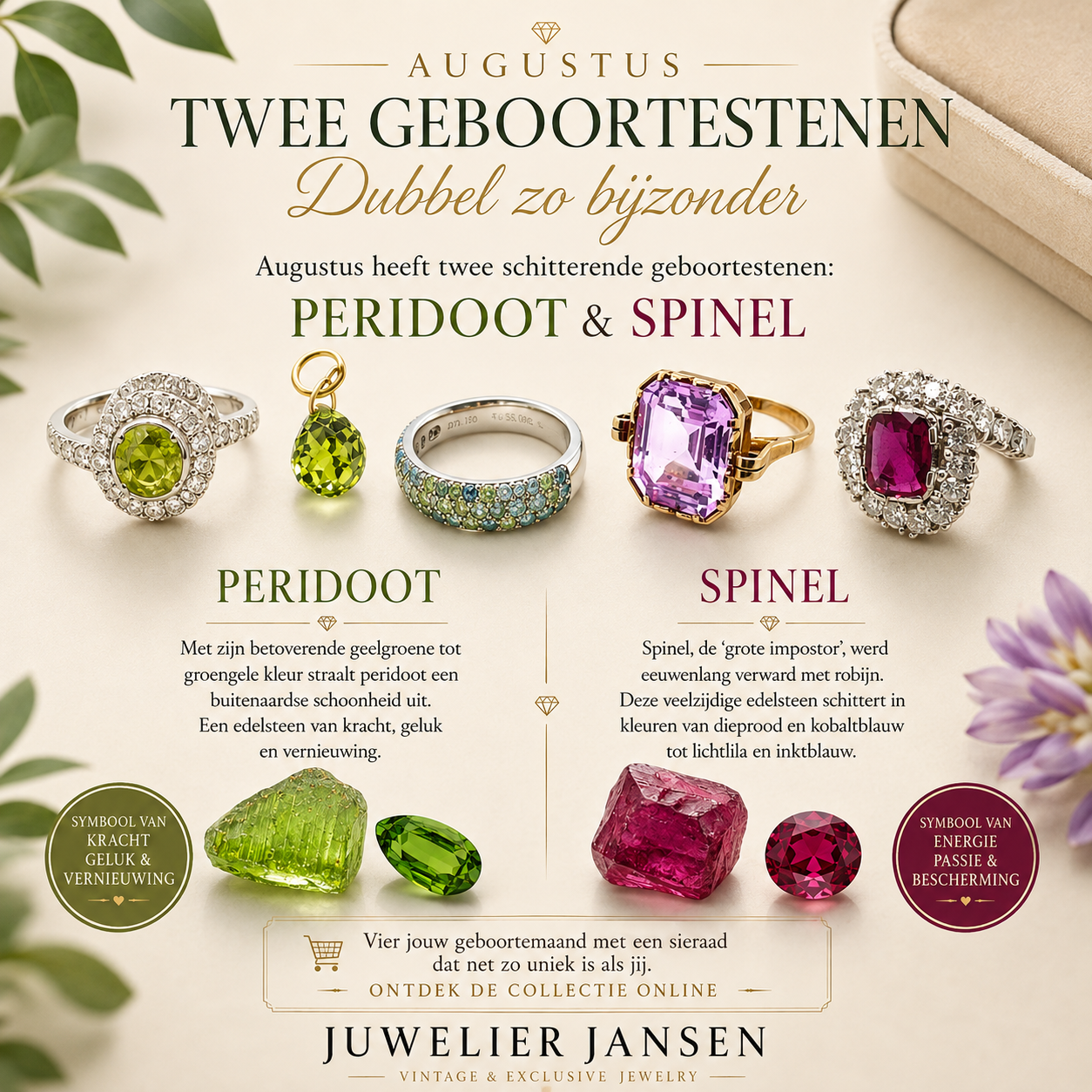     Maandspecial Augustus: Peridoot & Spinel