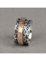 Jeh Jewels Ring zilver met Goldfilled modieus kant - 19970 - maat 18