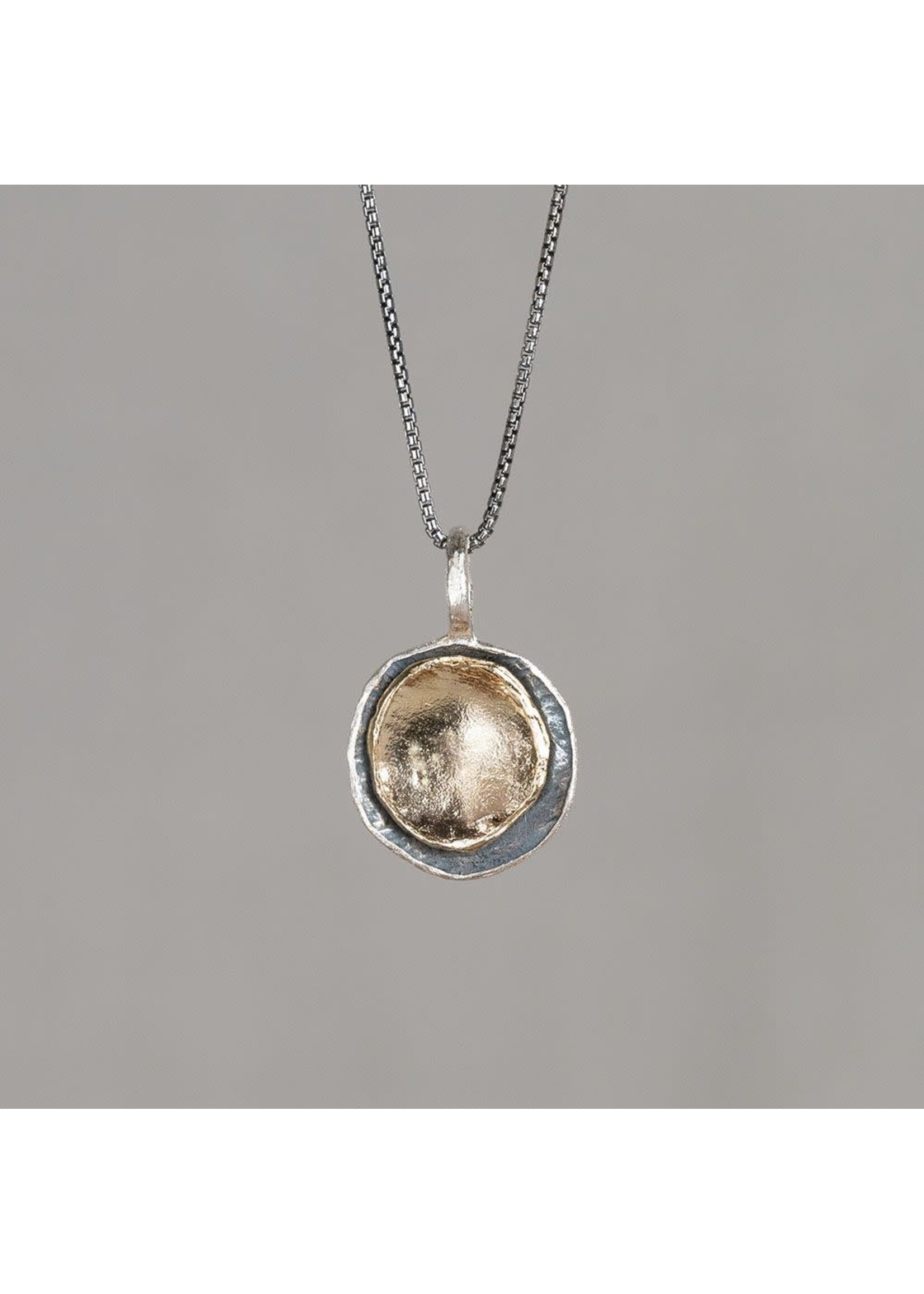 Jeh Jewels Collier zilver oxy met dichte cirkel van zilver verguld