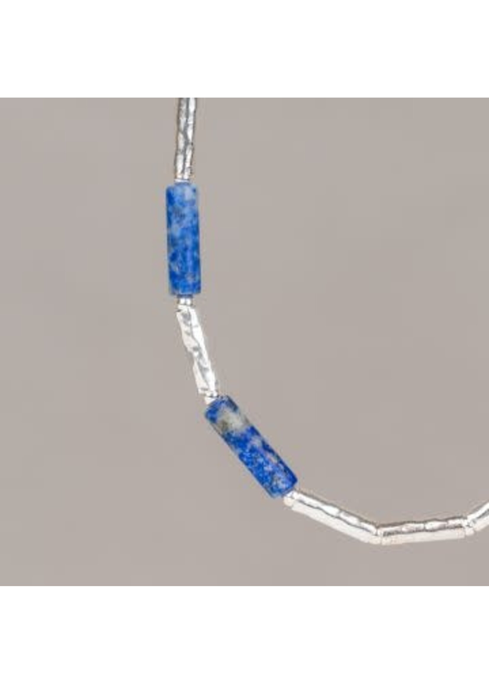 Jeh Jewels Collier Tubes zilver + Lapis Lazuli