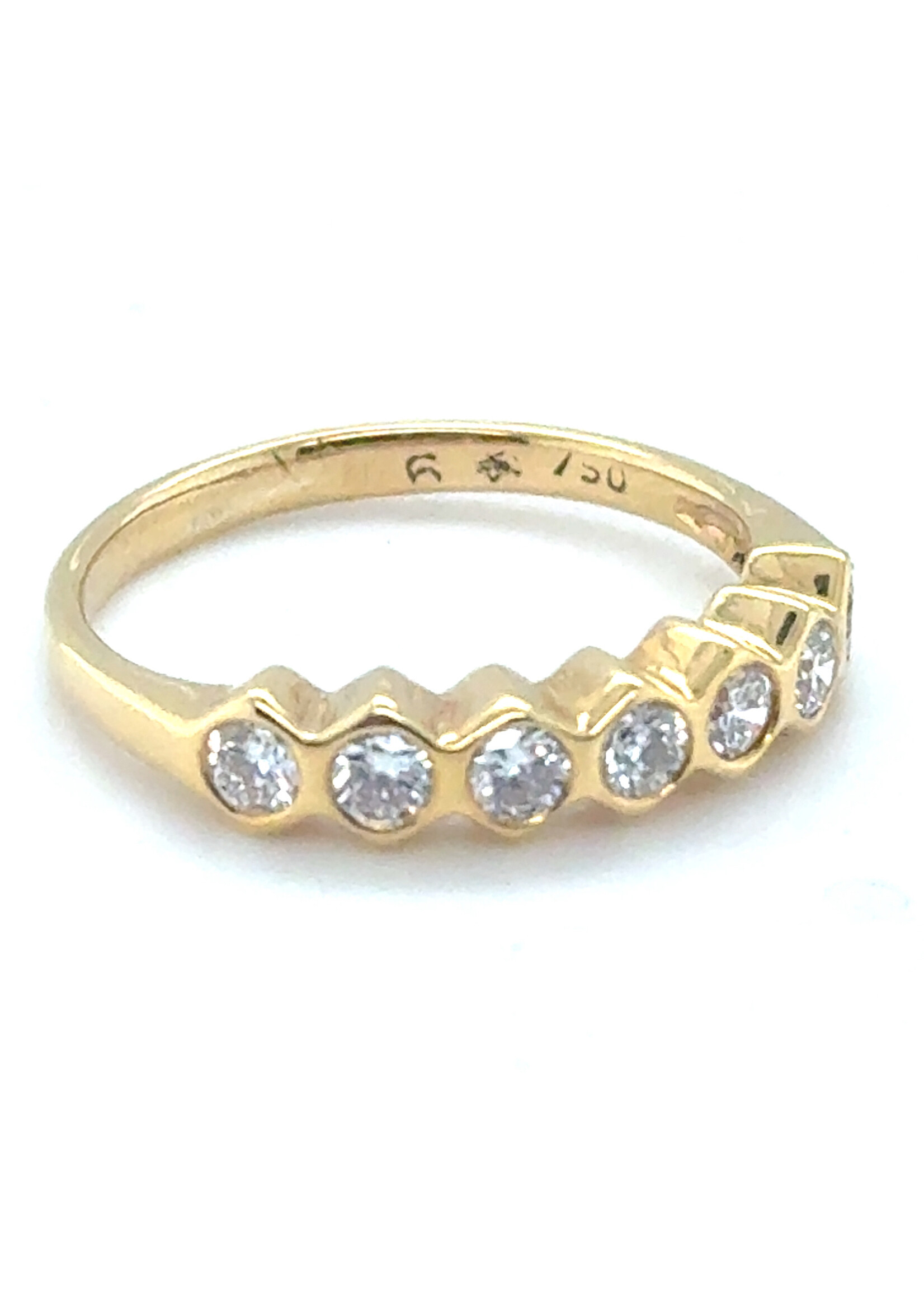 Vintage & Occasion Geelgouden 18 k  rijring met briljant 0.41ct h/vs - maat 16