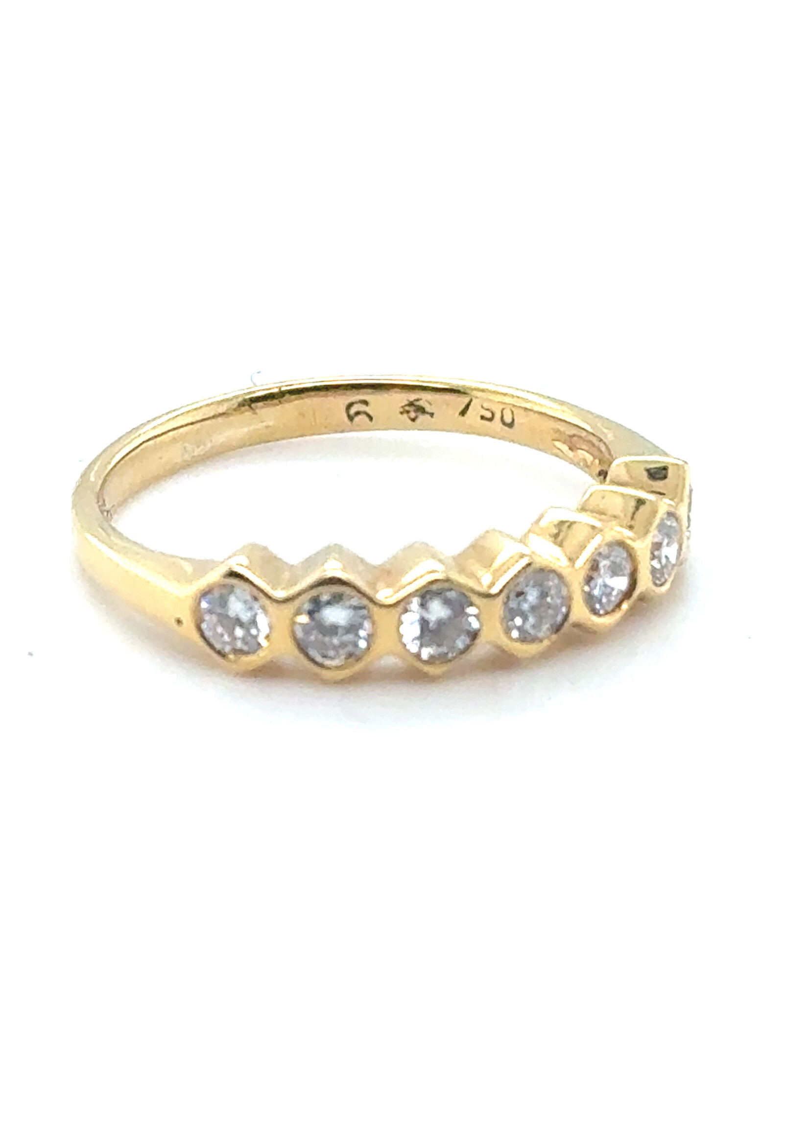 Vintage & Occasion Geelgouden 18 k  rijring met briljant 0.41ct h/vs - maat 16