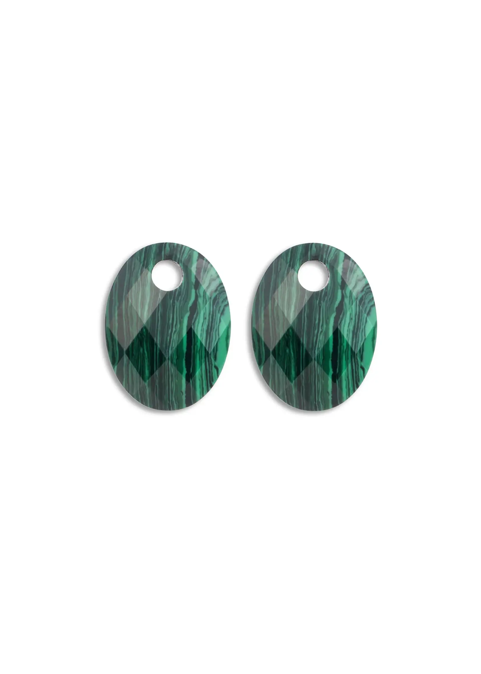 Sparkling Jewels OORBEL EDELSTENEN MEDIUM OVAL MALACHITE eagem73-mo