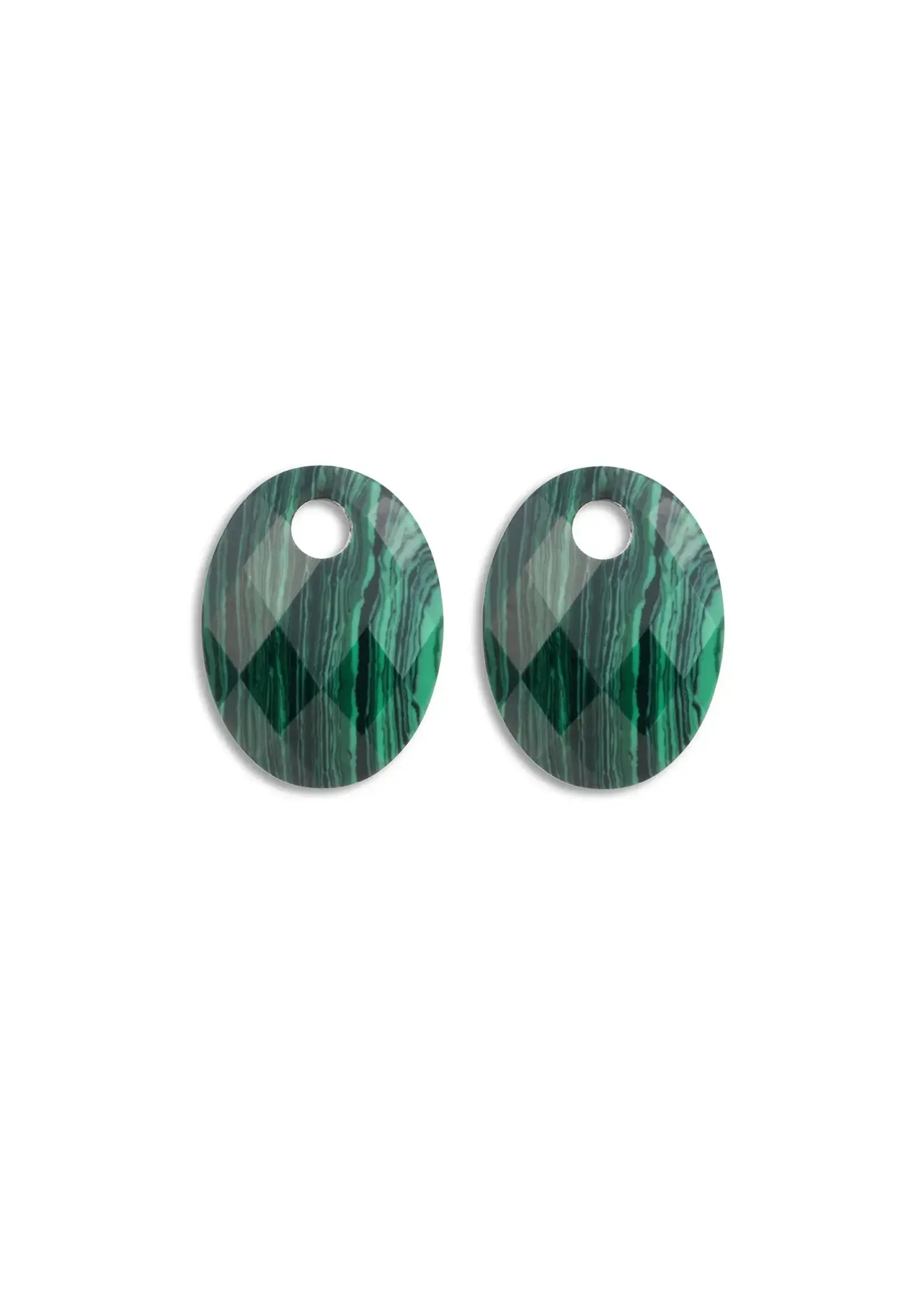 Sparkling Jewels OORBEL EDELSTENEN MEDIUM OVAL MALACHITE eagem73-mo