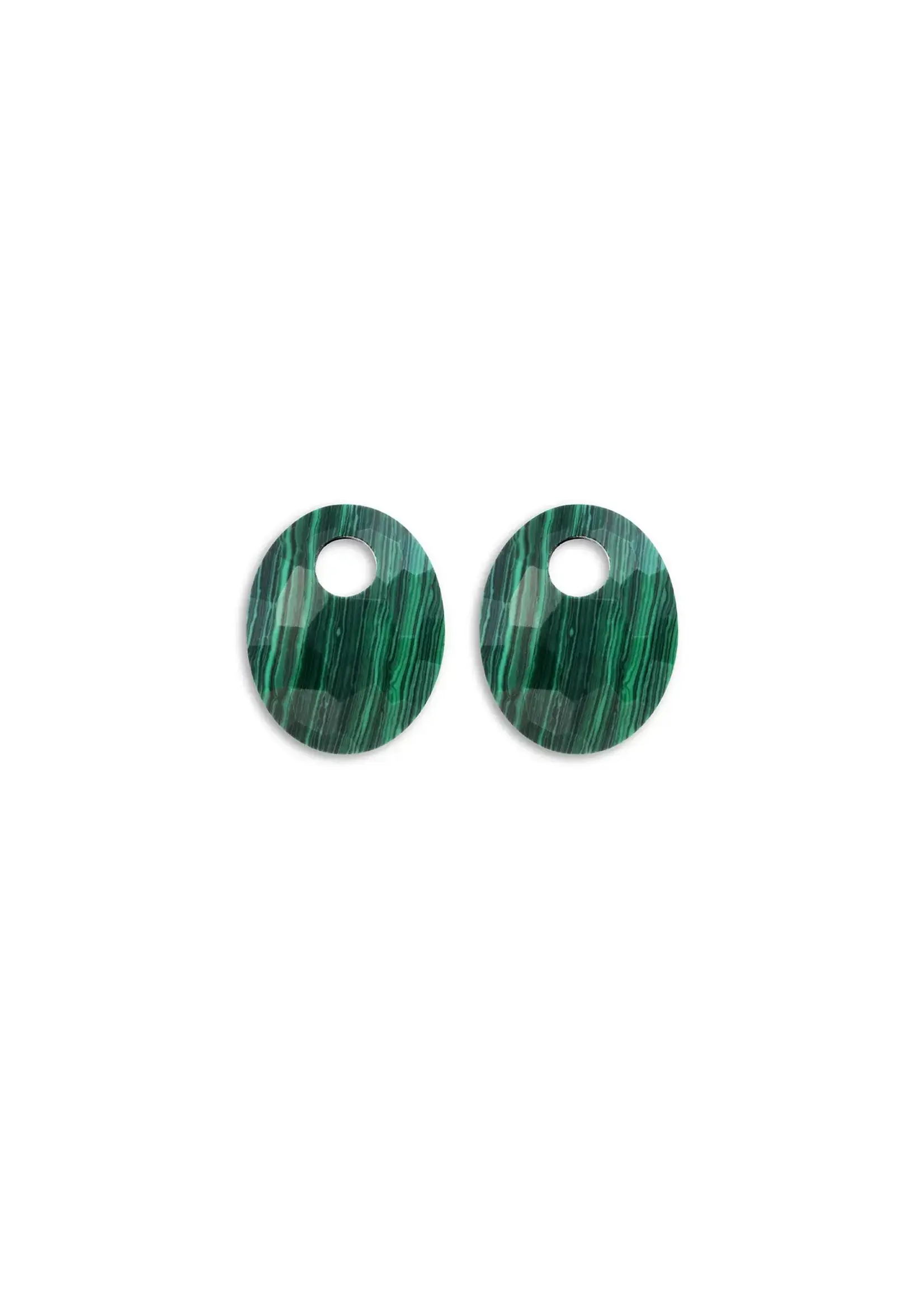 Sparkling Jewels OORBEL EDELSTENEN SMALL OVAL MALACHITE