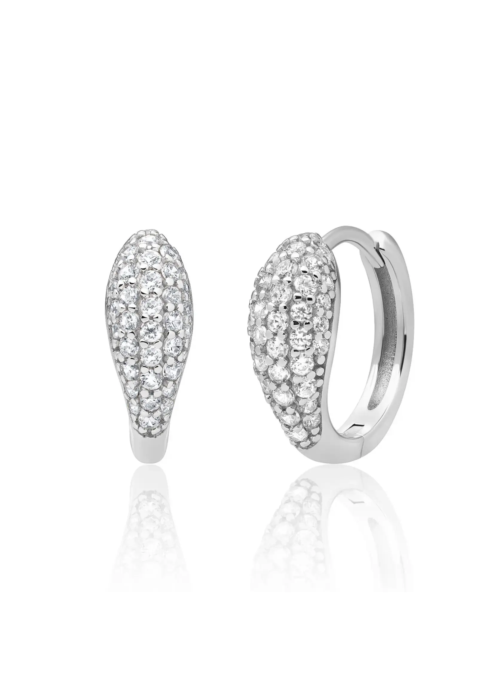 Sparkling Jewels OORBELLEN BOLD FUSE SMALL HUGGIES ZIRKONIA EAS50 ZILVERKLEURIG