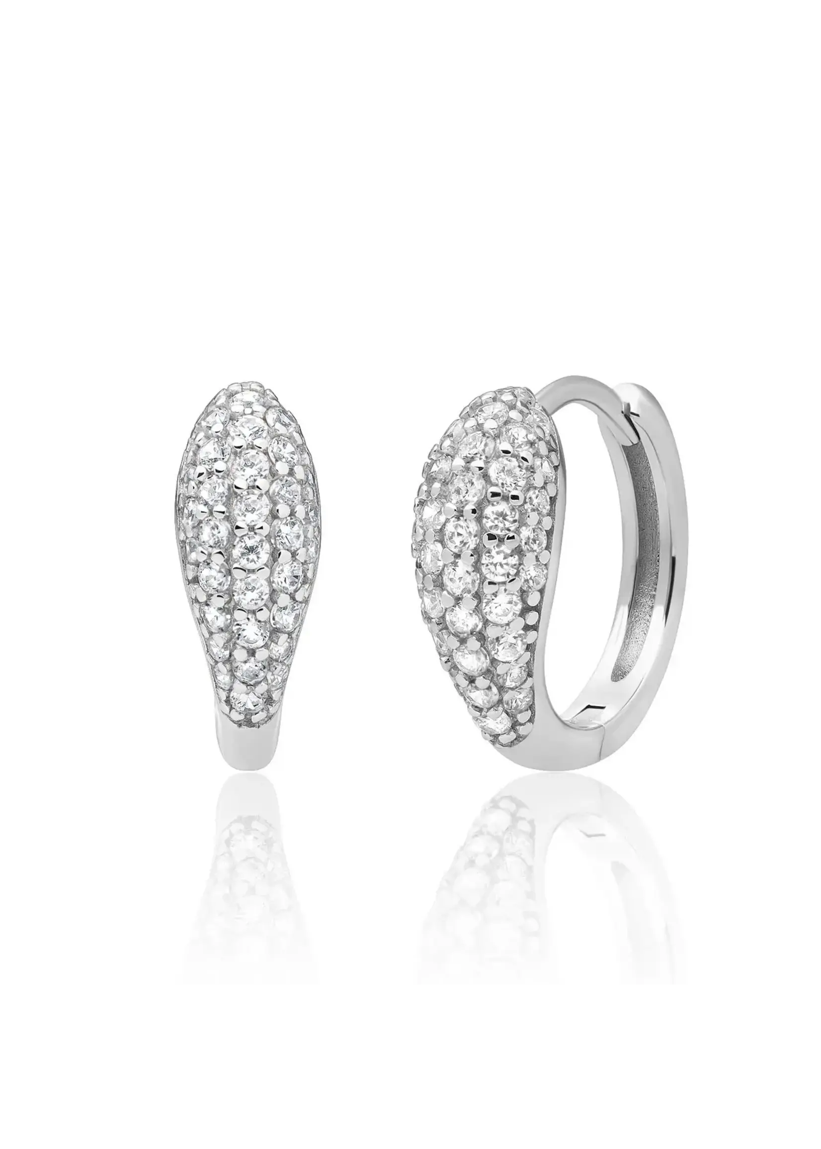 Sparkling Jewels OORBELLEN BOLD FUSE SMALL HUGGIES ZIRKONIA EAS50 ZILVERKLEURIG