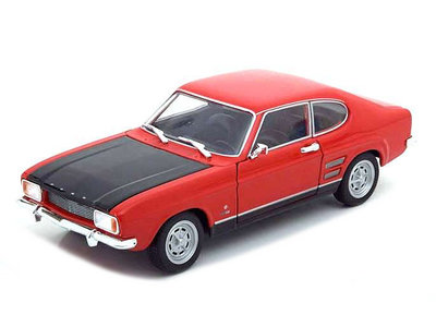 Welly  Ford Capri RS 1969 rood/zwart - Modelauto 1:24