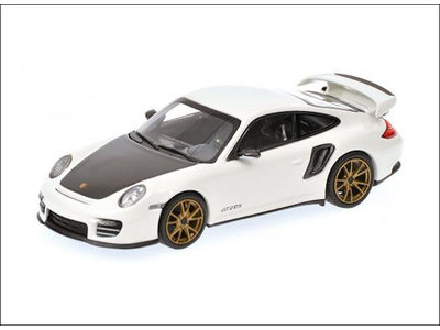 Minichamps  Porsche 911 GT2 RS (991 II) 2010 wit/gouden velgen - Modelauto 1:43
