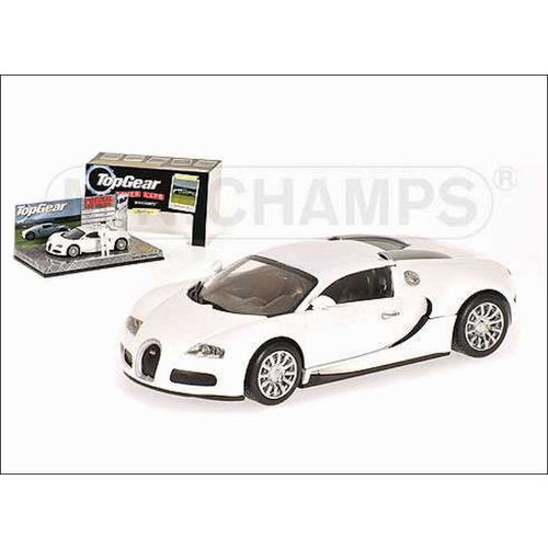 Minichamps Bugatti Veyron 2009 white (Top Gear) - Model car 1:43 Minichamps Bugatti Veyron 2009 white (Top Gear) - Model car 1:43