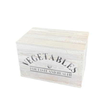 Mullrose Houten kist in Wit  met opdruk vegetables 45x30x30cm
