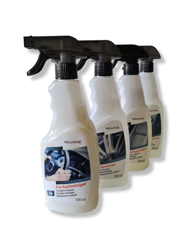 Set of 4 pieces Mullrose car cleaners - 500 ml - spray bottle - Mullrose