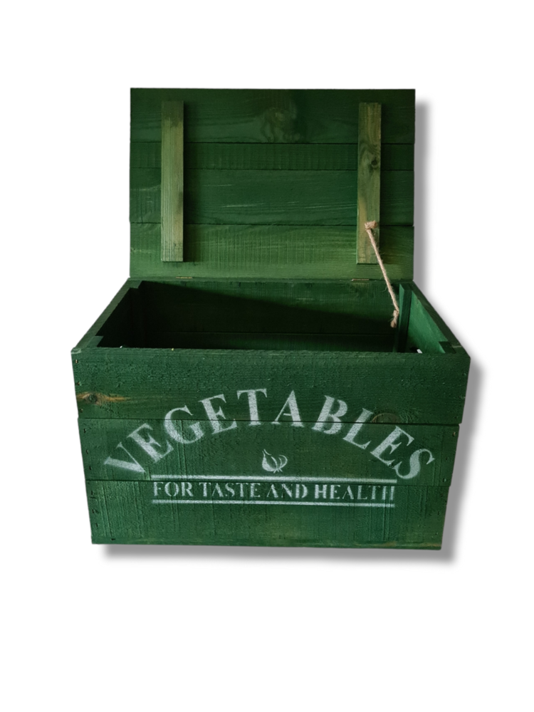 Mullrose Wooden box | green | 'VEGETABLES' Mullrose Wooden box | green | 'VEGETABLES'