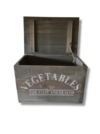 Mullrose Wooden box | Grey | 'VEGETABLES' Mullrose Wooden box | Grey | 'VEGETABLES'