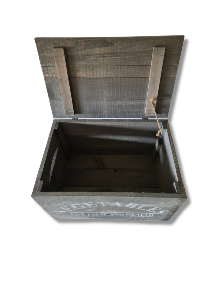 Mullrose Wooden box | Grey | 'VEGETABLES' Mullrose Wooden box | Grey | 'VEGETABLES'