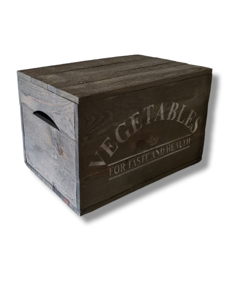 Mullrose Wooden box | Grey | 'VEGETABLES' Mullrose Wooden box | Grey | 'VEGETABLES'