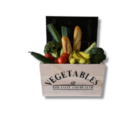 Mullrose Holzkiste | Weiß | Schwarzer Deckel | 'GEMÜSE'