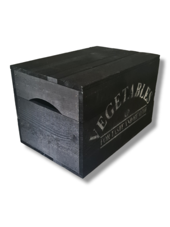 Mullrose Wooden box | black | 'VEGETABLES' Mullrose Wooden box | black | 'VEGETABLES'