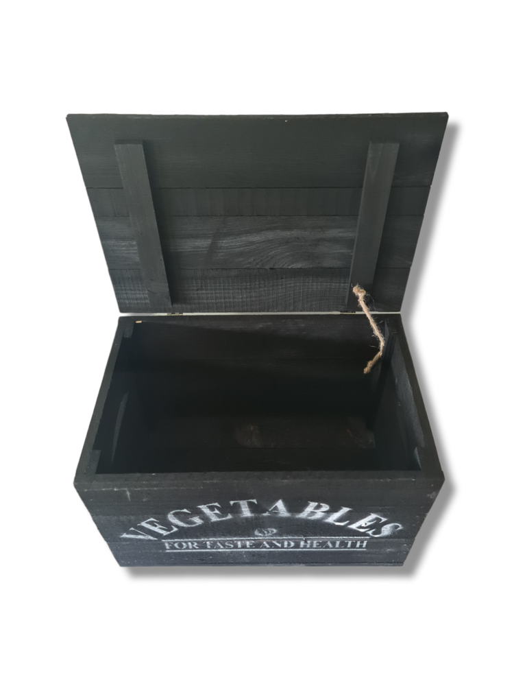 Mullrose Wooden box | black | 'VEGETABLES' Mullrose Wooden box | black | 'VEGETABLES'
