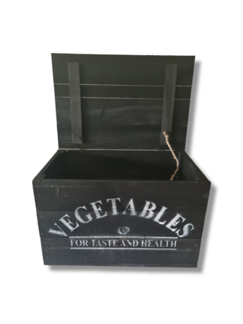 Mullrose Houten Kist |  Zwart  |  'VEGETABLES'