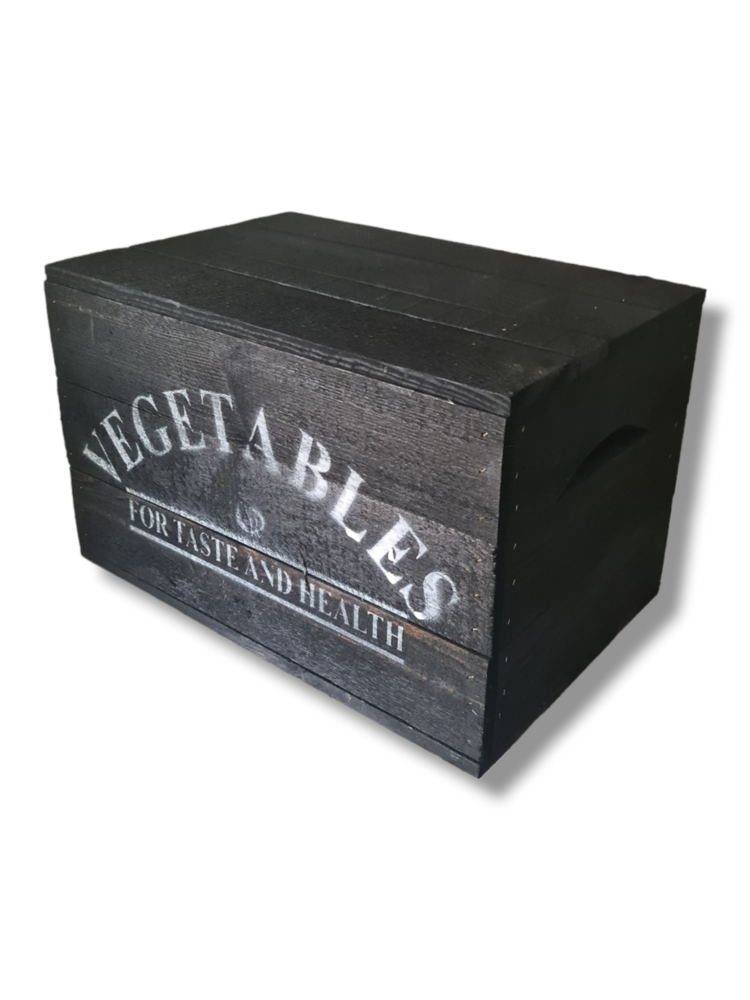 Mullrose Houten Kist |  Zwart  |  'VEGETABLES'