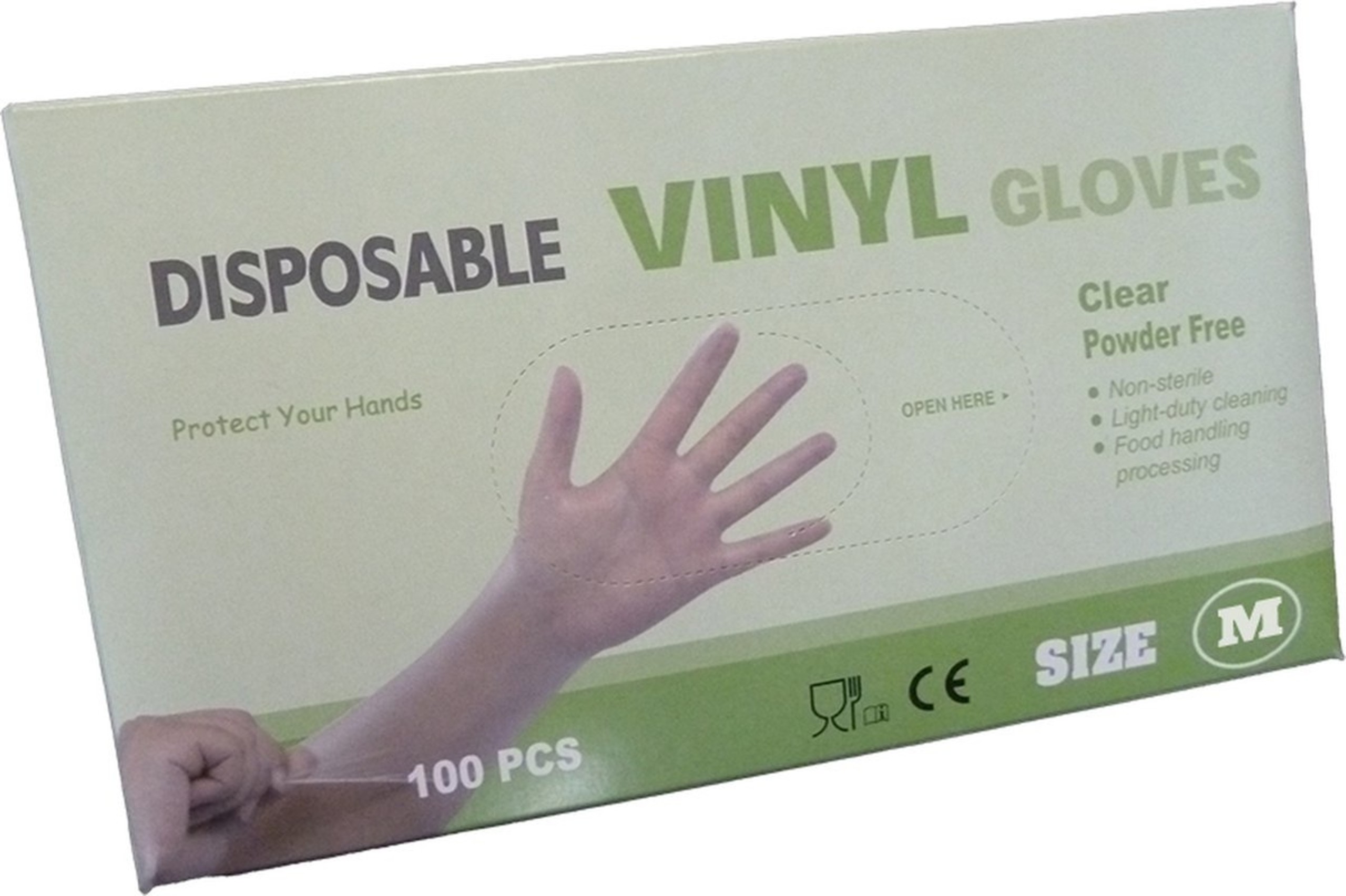 Disposible vinyl gloves - size M - 100pc per box - Mullrose