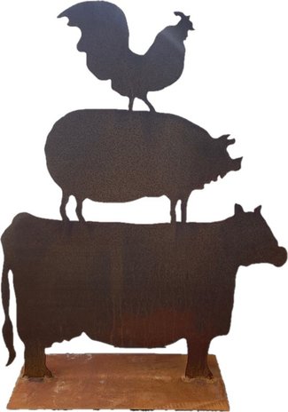 Mullrose Haan, Varken, Koe op voet - Roest Mullrose Haan, Varken, Koe op voet - Roest