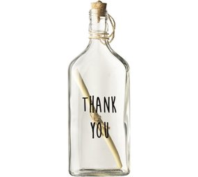 Gusta Gusta Flessenpost Glazen Fles Thank You 9x5x25 cm Gusta Gusta Flessenpost Glazen Fles Thank You 9x5x25 cm