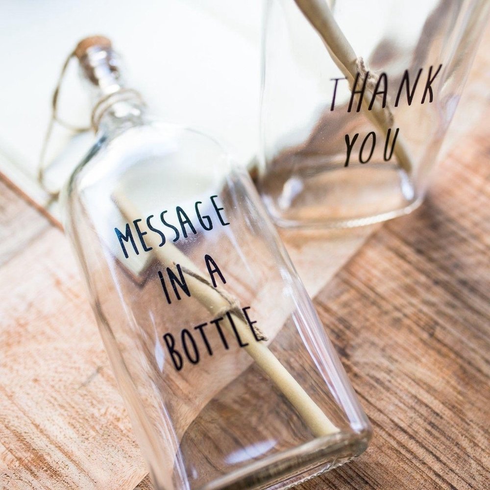 Gusta Gusta Bottle Mail Glasflasche Danke 9x5x25 cm