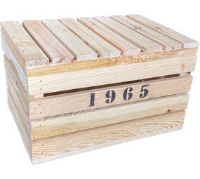 Mullrose Holzkiste Natur '1965' 47x32x28cm