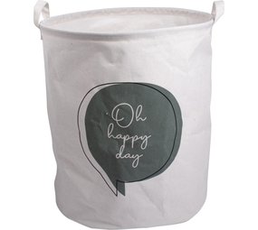 Gusta Gusta - storage basket - White blue with text - dia. 38x45cm Gusta Gusta - storage basket - White blue with text - dia. 38x45cm