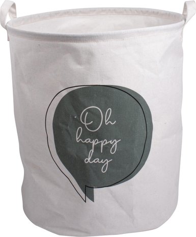 Gusta Gusta - storage basket - White blue with text - dia. 38x45cm Gusta Gusta - storage basket - White blue with text - dia. 38x45cm