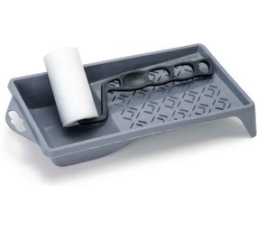 Mullrose Lakroller 5 cm met kunststof beugel in verfbakje Mullrose Lakroller 5 cm met kunststof beugel in verfbakje