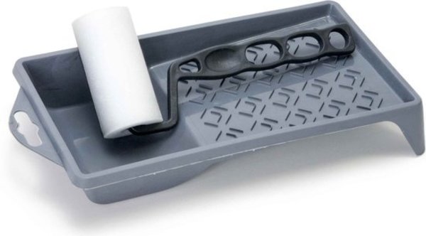 Mullrose Paint roller 7 cm with plastic bracket in paint tray Mullrose Paint roller 7 cm with plastic bracket in paint tray
