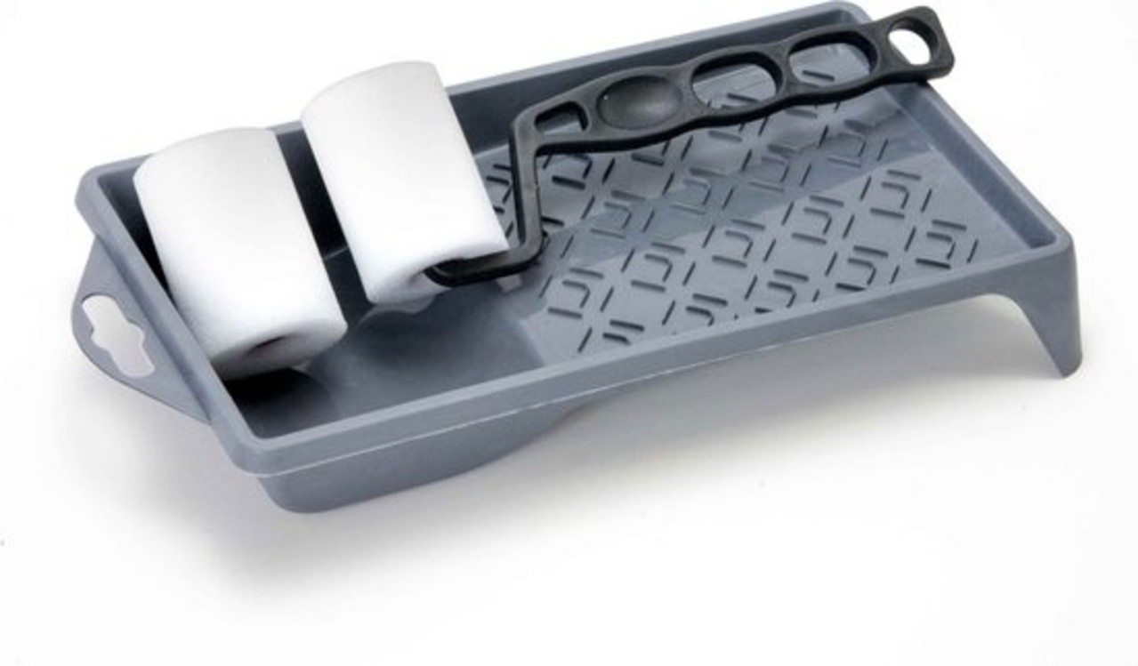 Mullrose 2X Paint roller 7 cm with plastic bracket in paint tray