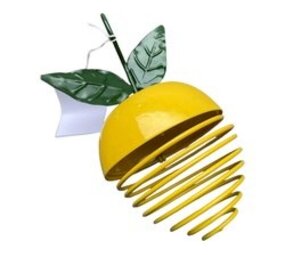 Mullrose Bird feeder feather in the shape of a lemon-yellow-fat balls