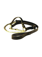 Keuringshalster met ketting, zwart LEER, koe