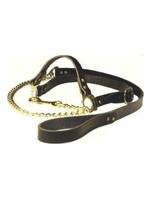 Keuringshalster met ketting, zwart LEER, pink