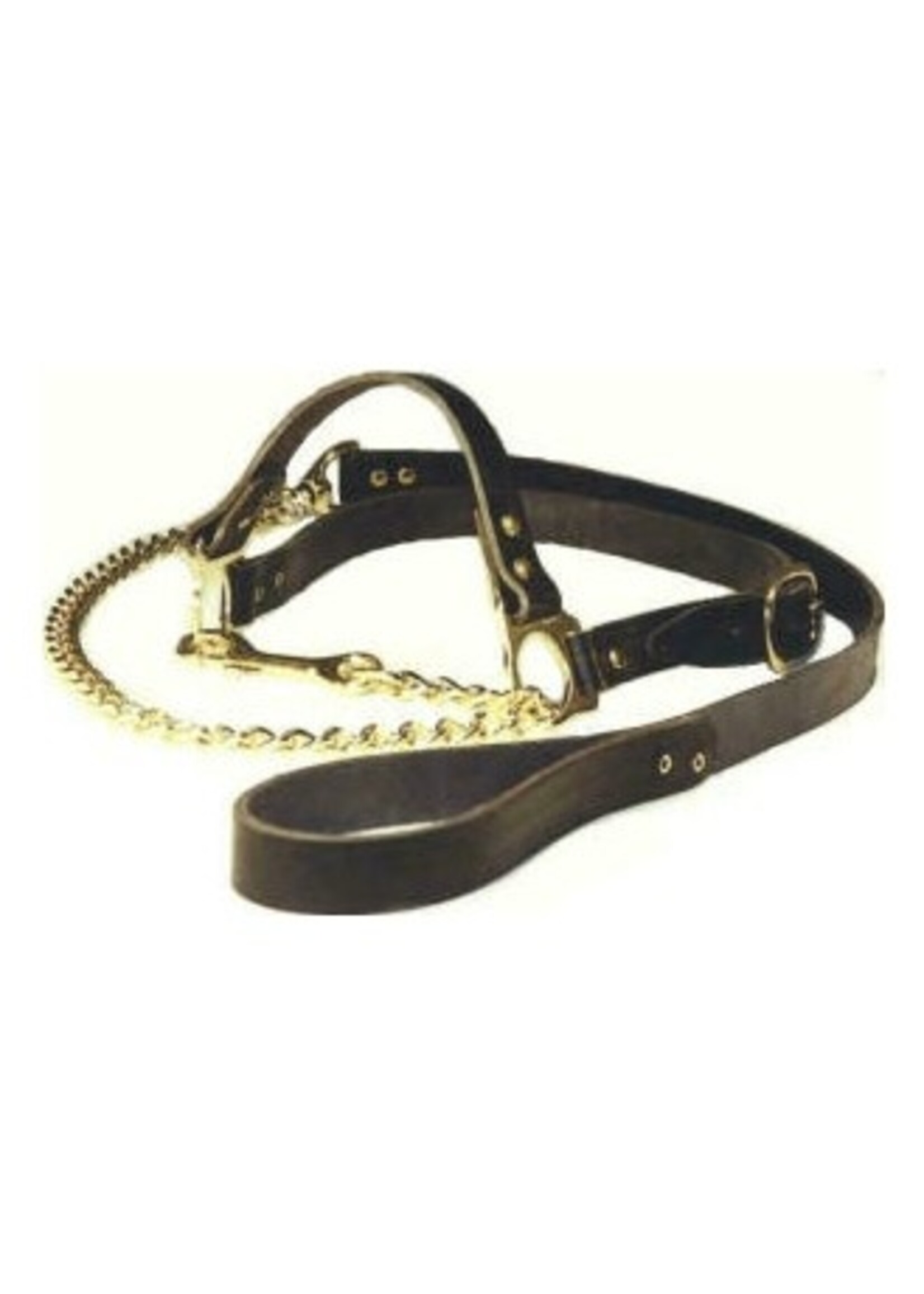 Keuringshalster met ketting, zwart LEER, pink