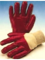 Handschoen PVC rood tricotboord gesloten rug