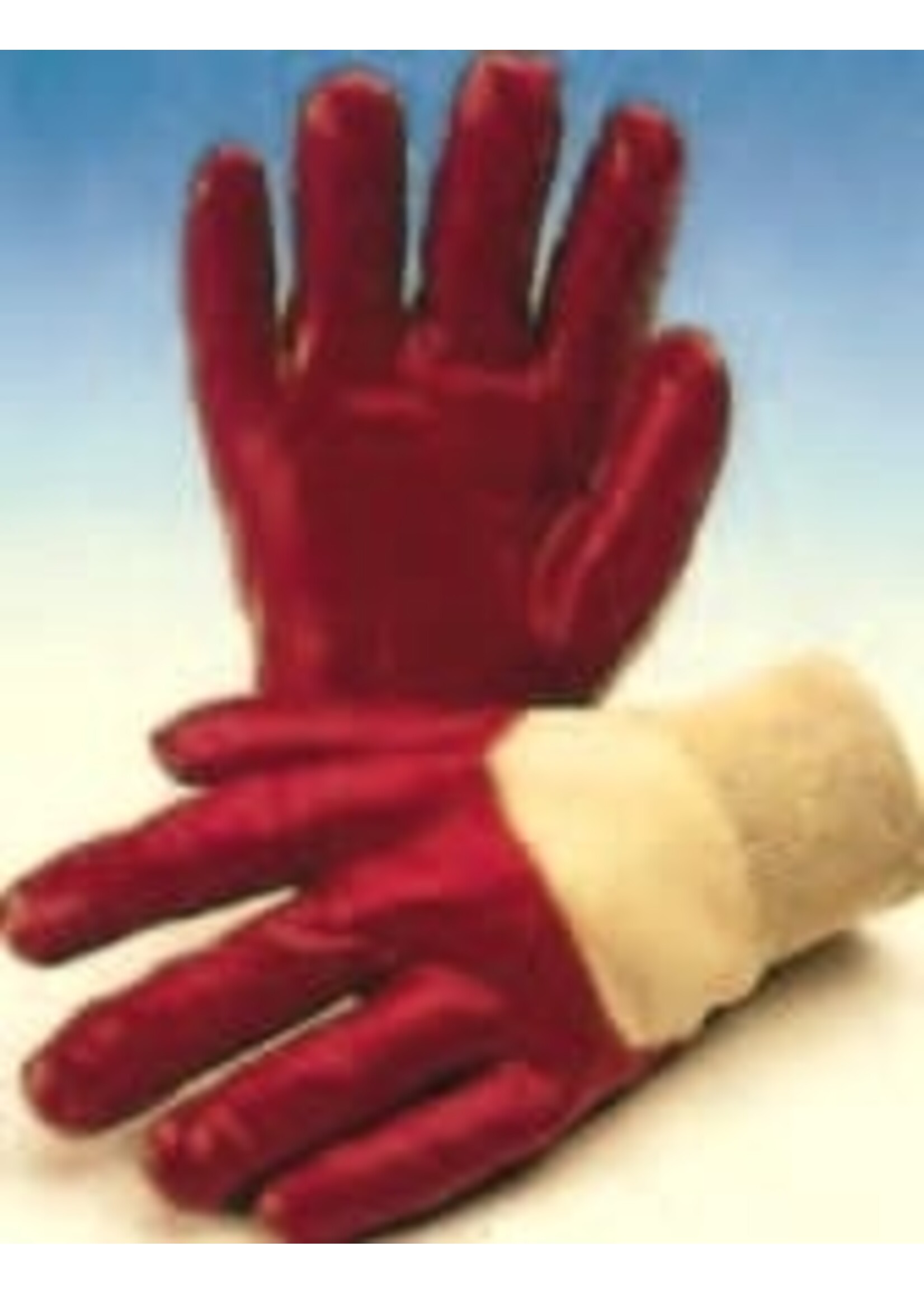 Handschoen PVC rood tricotboord gesloten rug