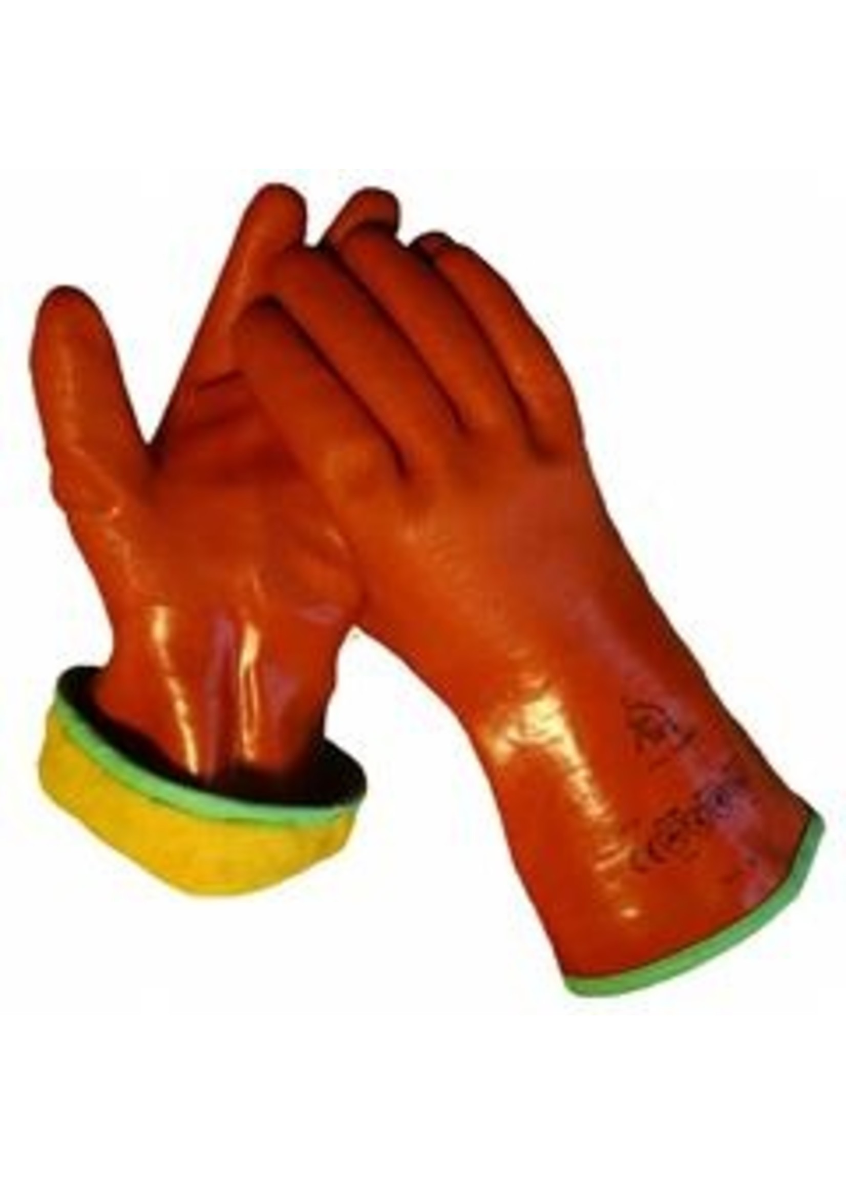 Handschoen cama-iso PVC rood 30cm -gevoerd