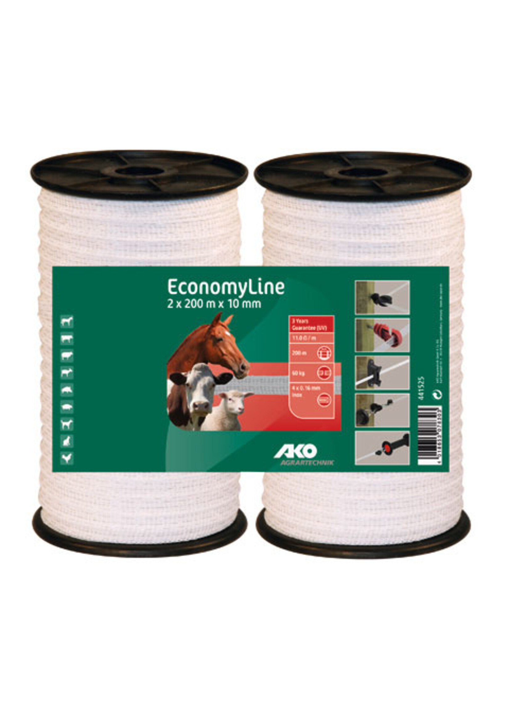 AKO Afrastering AKO EconomyLine schriklint wit 1cm-200m *2-pack*