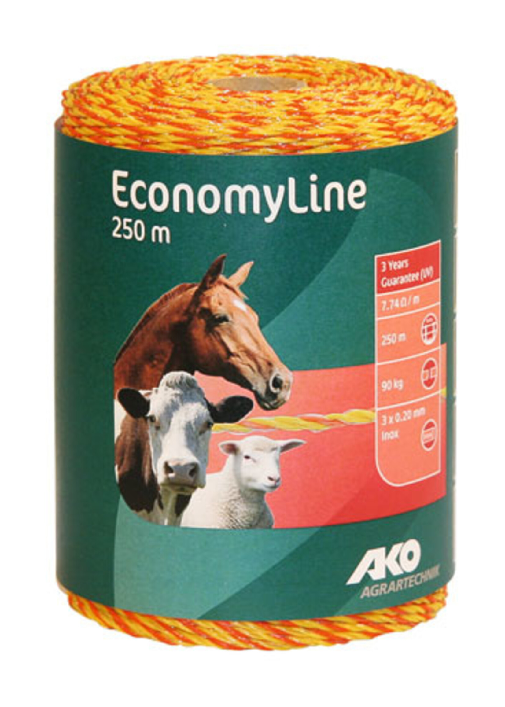 AKO Afrastering AKO EconomyLine schrikdraad geel/oranje 3RVS 0.20, 250m