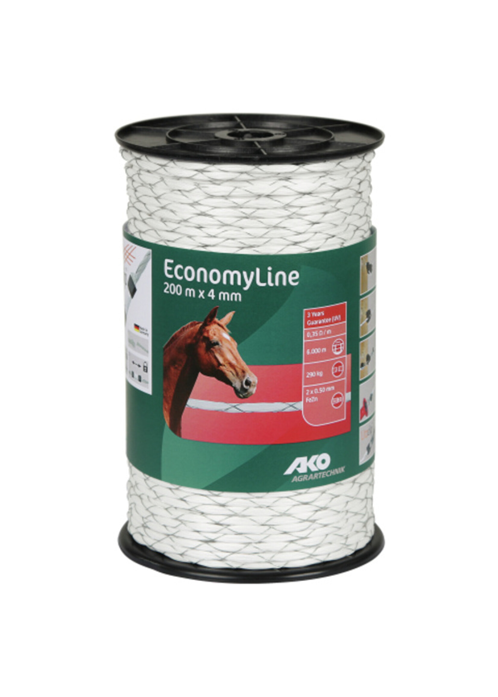 AKO Afrastering AKO EconomyLine schrikkoord wit -kruisgewikkeld- 4mm-200m