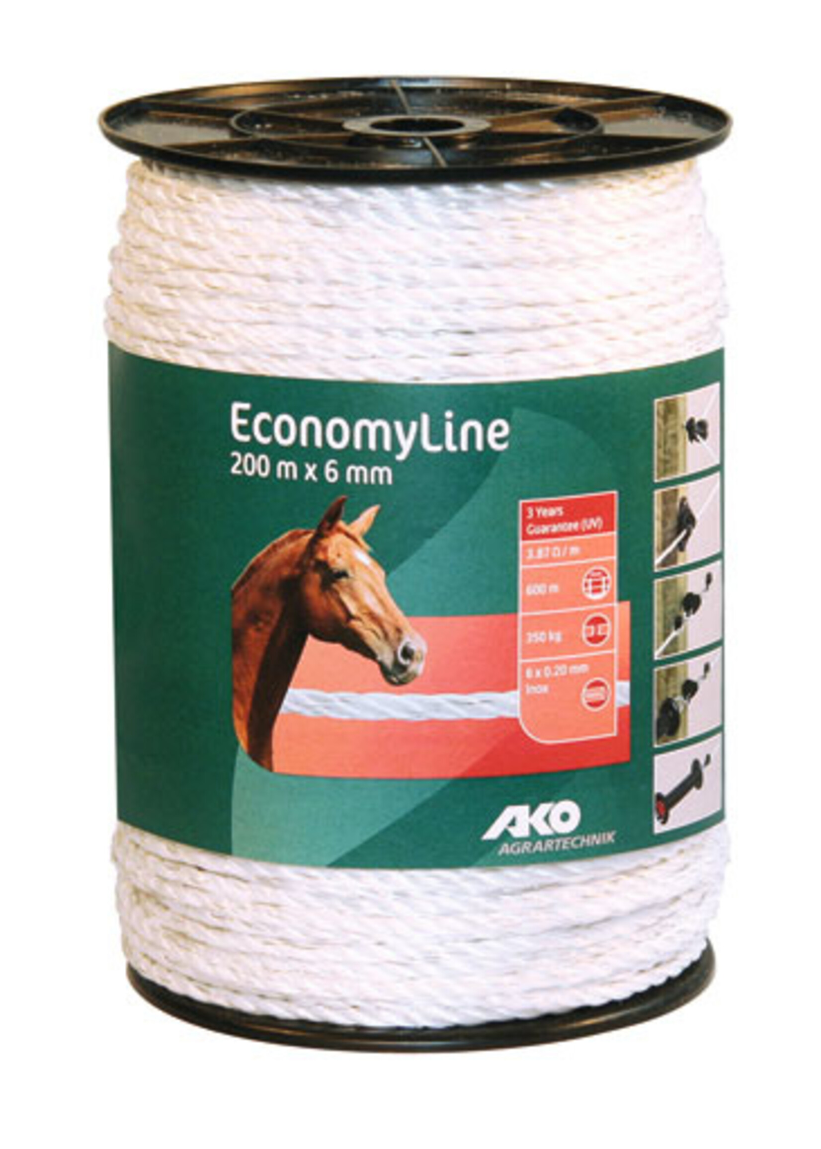 AKO Afrastering AKO EconomyLine schrikkoord wit, 6 & 8mm - 200 t/m 500 Mtr.