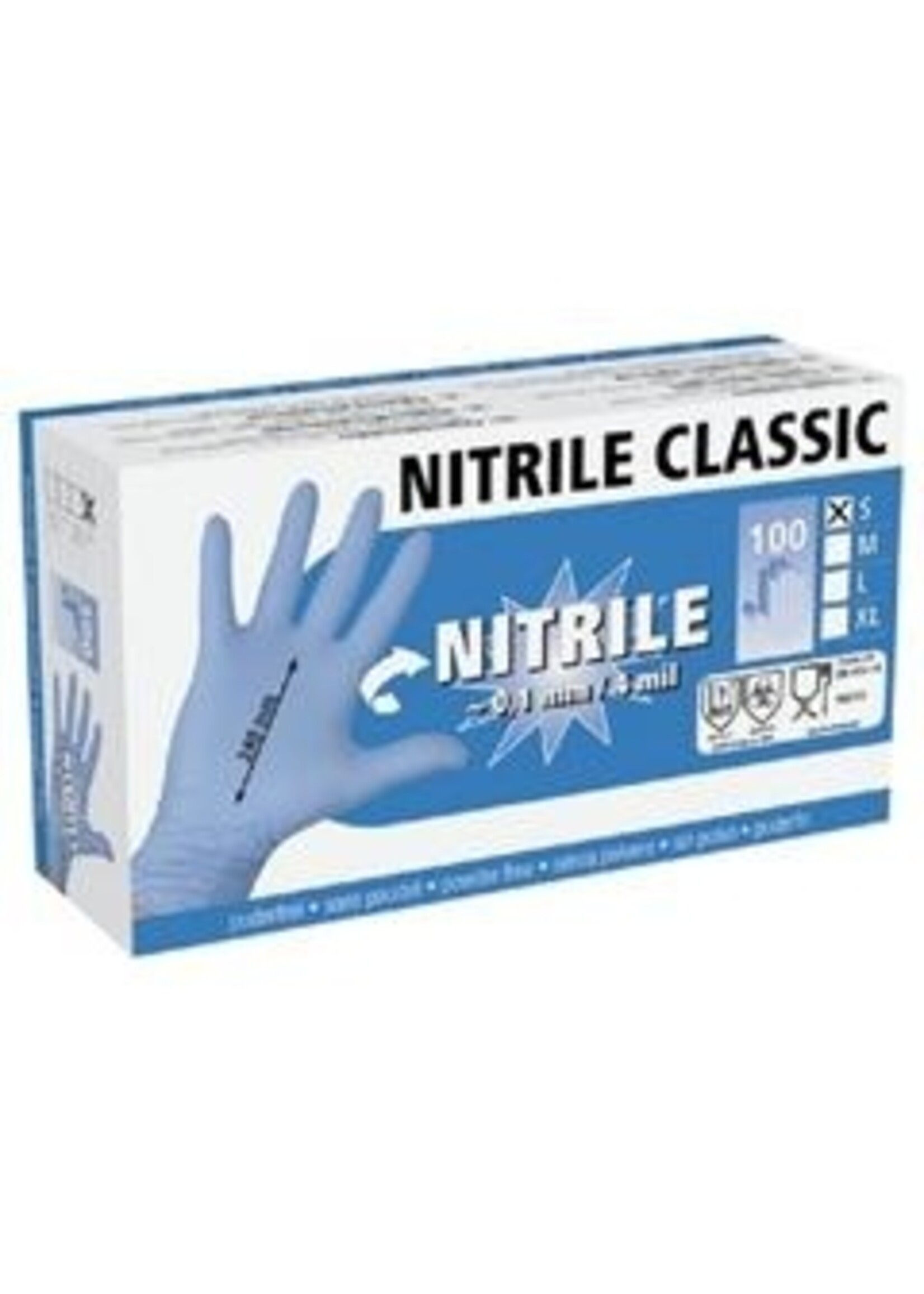 NITRIL handschoen blauw, 24cm lang, à 100st.