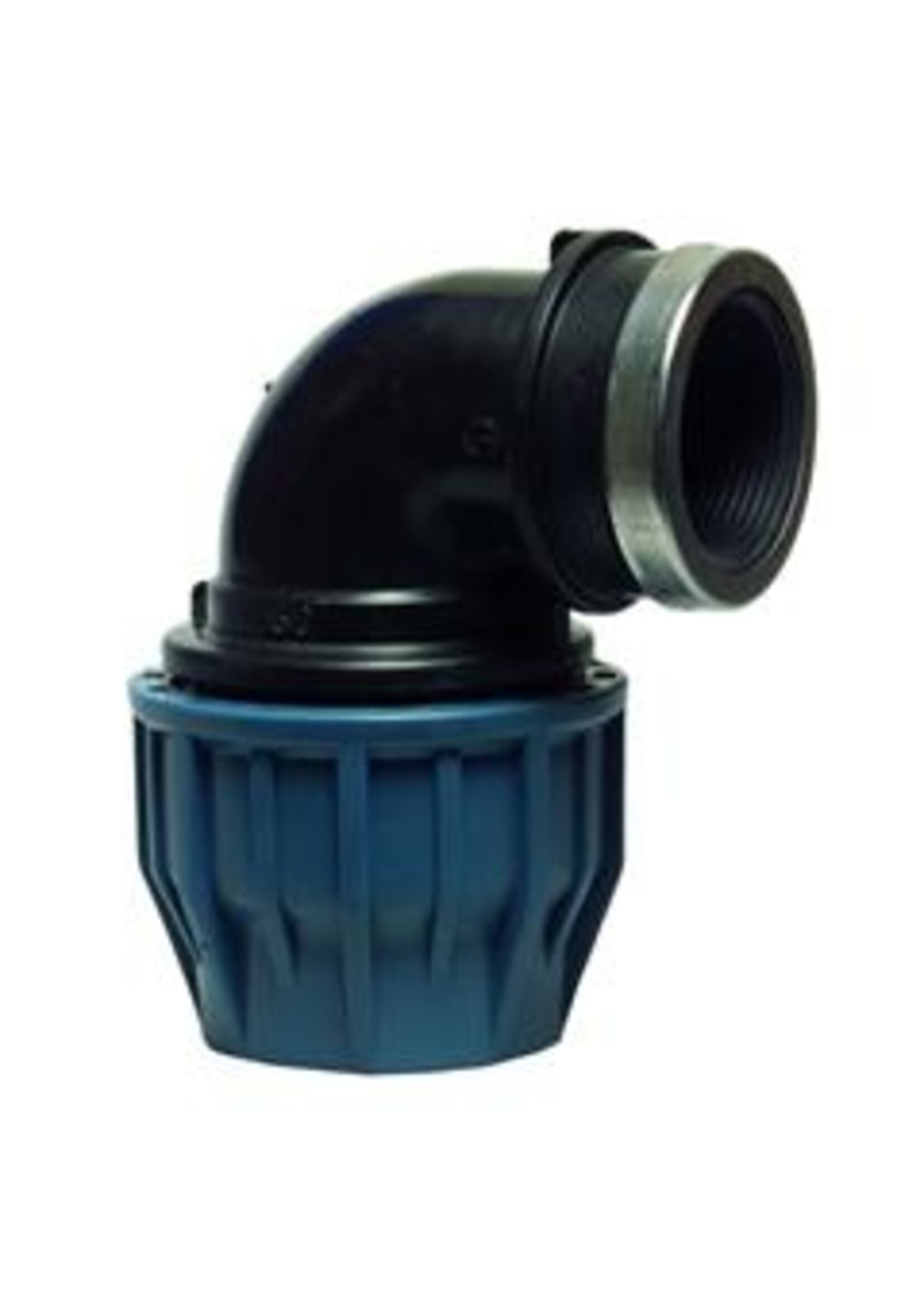 Knie PE 90° met binnendraad mt. 16mm t/m 32mm 1/2" t/m 1 1/4".