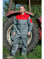 Lucon Overall katoen grijs/rood